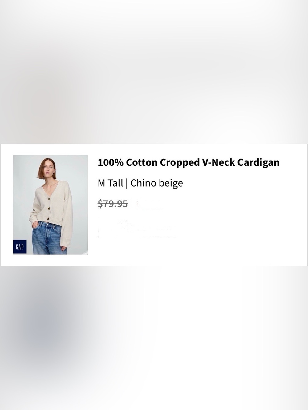 TALL GAP 100% Cotton Chunky Knit V-Neck Button Cardigan Sweater size M Tall - Picture 2 of 7